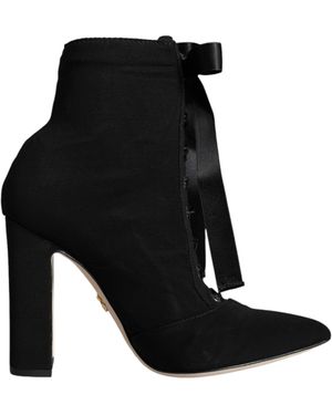 Dolce & Gabbana Jersey Stretch Ankle Booties Shoes - Black