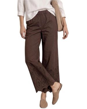 Street One Brown Cotton Casual Trousers
