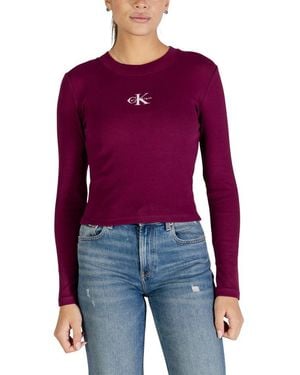 Calvin Klein Bordeaux Cotton Long Sleeve T - Purple