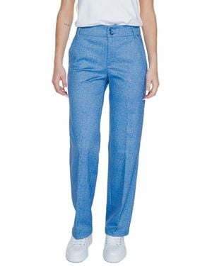 Street One Blue Polyester Casual Trousers