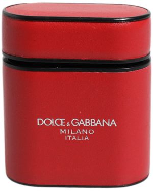 Dolce & Gabbana Calfskin Leather Logo Flip Earphones Case - Red