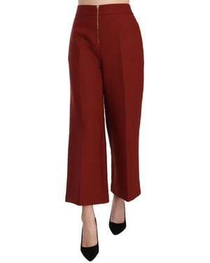 Jucca Red High Waist Cropped Flared Dress Formal Trouser Pants