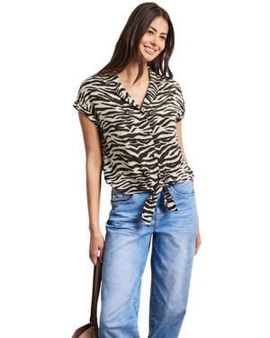 Street One Brown Viscose Shortsleeve Shirt - Blue