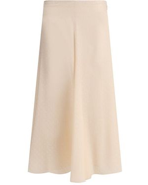 Fendi Silk Midi Skirt - Natural