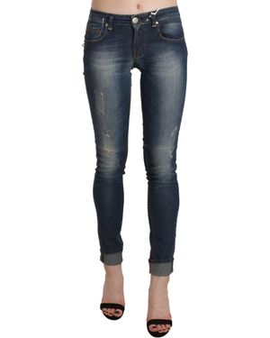 Acht Blue Washed Low Waist Skinny Cropped Denim Trouser