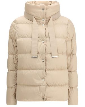 Herno Multicolor Polyester Coat - Natural