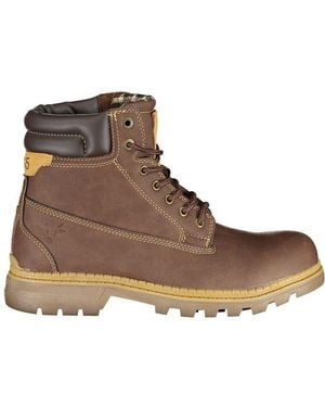 Carrera Elegant Lace-Up Boots With Contrast Details - Brown