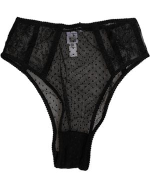 Dolce & Gabbana Lace Polka Dot Mesh High Waist Underwear Pa+Vi Clothing - Black