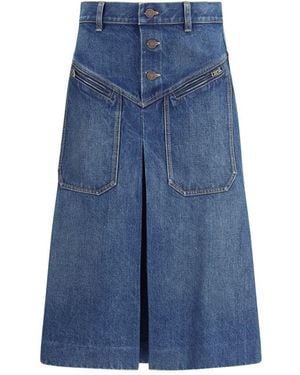 Chloé Denim Midi Skirt - Blue