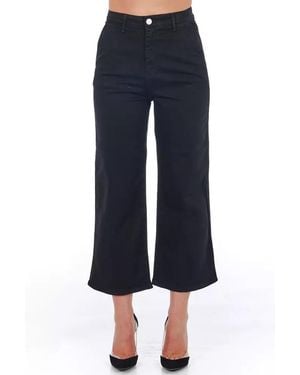 Frankie Morello Black Cotton Cropped Trouser - Blue