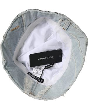 Dolce & Gabbana Patchwork Cotton Denim Bucket Cap Hat Elastane - Gray