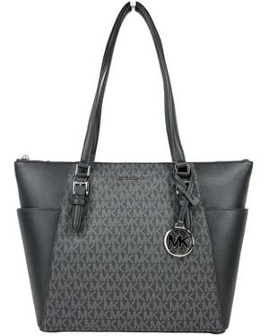 Michael Kors Charlotte Leather Top Zip Tote Bag - Black