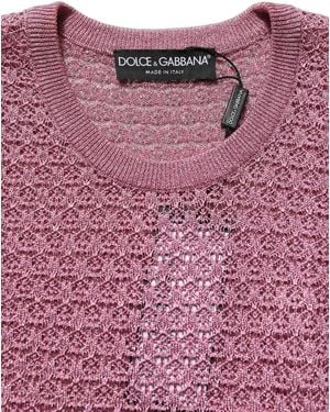 Dolce & Gabbana Pink Sheer Mesh Crew Neck Sleeveless Tank Top - Purple