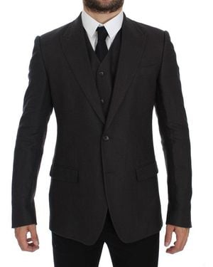 Dolce & Gabbana Slim Fit Linen Blazer Jacket - Black