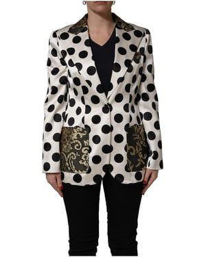 Dolce & Gabbana White Brocade Polka - Black