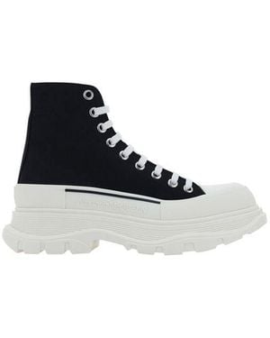 McQueen Black Fabric Platform Trainers - Blue