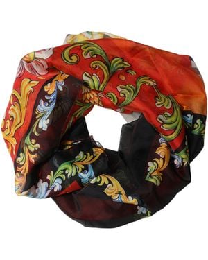 Dolce & Gabbana Multicolour Silk Printed Square Foulard Scarf - Orange