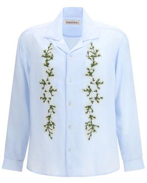 BAZISZT Blue Cotton Dress Shirt