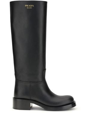Prada High Leather Boots - Black