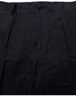 Dolce & Gabbana Black Linen Straight Leg Dress Trouser Trousers - Blue
