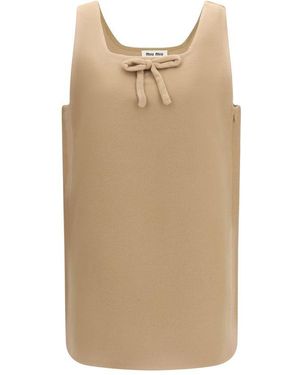 Miu Miu Beige Wool Oves Aries Casual Dress - Natural