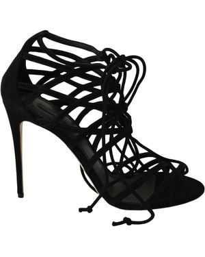 Dolce & Gabbana Suede Strap Stilettos Sandals - Black