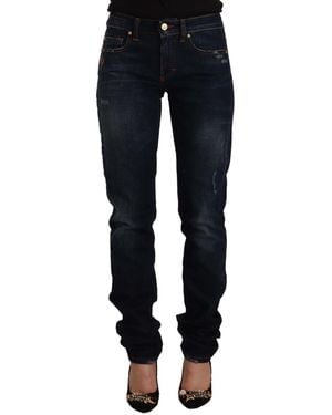 Gianfranco Ferré Gf Ferre Dark Washed Mid Waist Cotton Denim Skinny Jeans - Blue