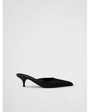 Prada Black Satin Sabot - White