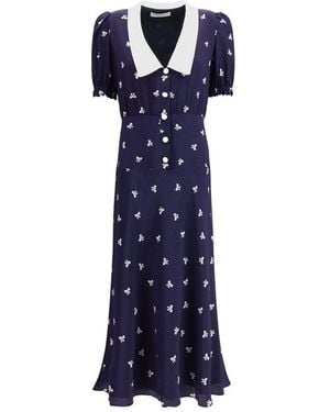 Alessandra Rich Bow Patterned Dress - Blue