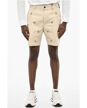 DSquared² ² All-Over Embroidered Cotton Twill Cargo Shorts - Natural