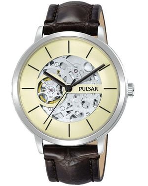 Pulsar Brown Leather Watch - Metallic