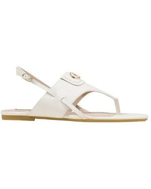 Liu Jo White Leather Flat Sandals - Metallic
