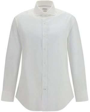 Brunello Cucinelli White Cotton Dress Shirt - Grey