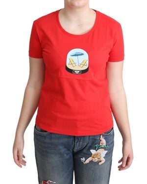 Moschino Short Sleeve Crew Neck Graphic Tee - Red