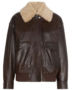 Max Mara Brown Lamb Leather Bomber