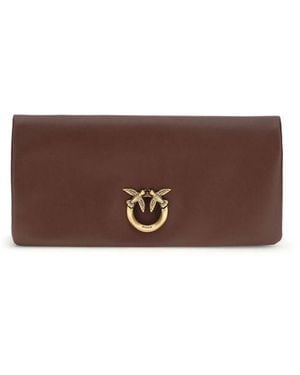 Pinko Bordeaux Calf Leather Bos Taurus Clutch Bag - Brown