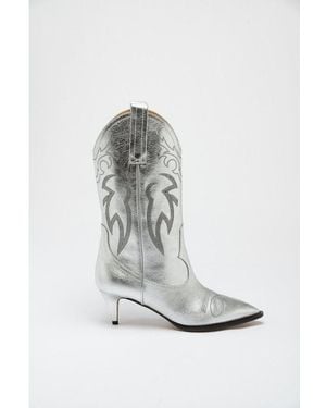 Moschino Multicolor Viscose High Heel Boots - Gray