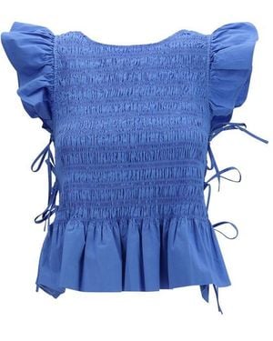 Ganni Blue Cotton Blouse