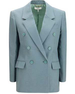 Chloé Bicolor Wool Oves Aries Blazer - Blue