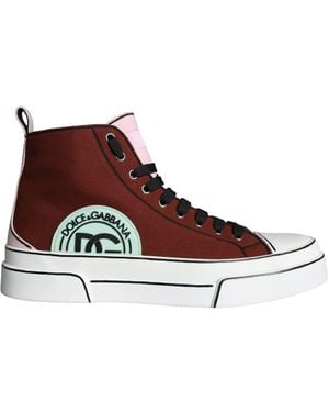 Dolce & Gabbana Patchwork High Top Trainer Shoes - Brown