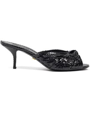 Dolce & Gabbana Snake Skin Platform Sandals - Black