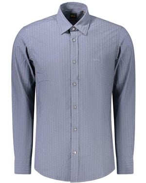 BOSS Blue Cotton Mens Shirt