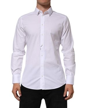 Dolce & Gabbana Cotton Long Sleeves Formal Shirt Nylon Elastane - Purple
