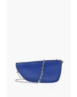 Burberry Leather Micro Shield Sling Bag With Chain Shoulder Strap - Blue