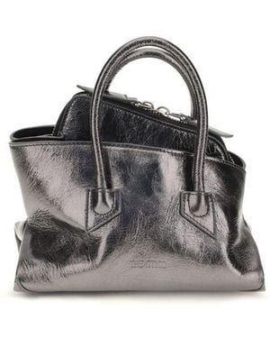 The Attico Grey Calf Leather Bos Taurus Handbag - Black
