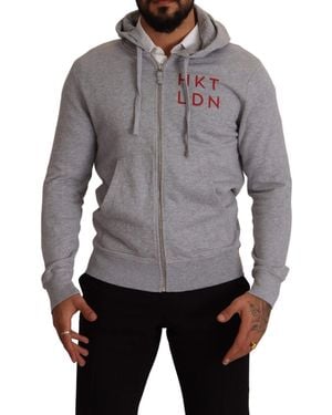 Hackett Full Zip Hooded Cotton Sweatshirt Sweater - Gray