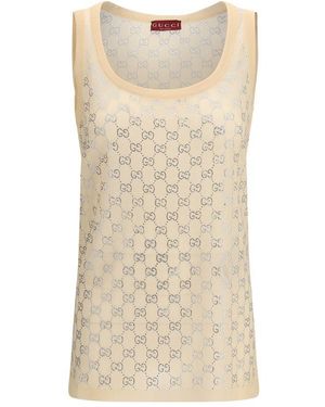 GUCCI キャミソール タンクトップ イタリア製 グッチ Cotton tank top with Web in white | GUCCI® US
