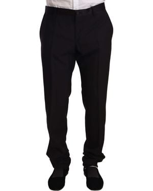 Dolce & Gabbana Brown Striped Wool Formal Trouser Dress Trousers - Black