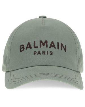 Balmain Grey Cotton Cap (baseball Hat) - Green