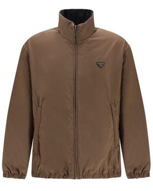 Prada Recycled Polyamide Full-Length Jacket - Brown